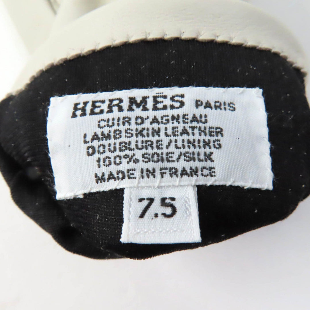 HERMES gloves Main: Leather, Lining: 100% Silk Light gray Chene Dunkle Women 7.5 Used Authentic