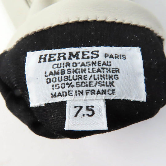 HERMES gloves Main: Leather, Lining: 100% Silk Light gray Chene Dunkle Women 7.5 Used Authentic