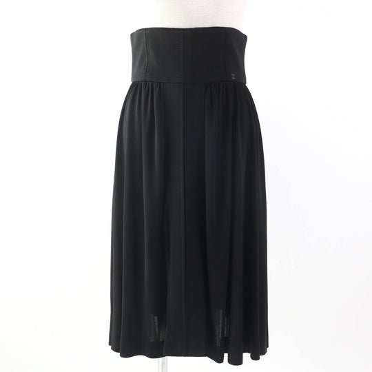 CHANEL flare skirt P54660 Main: 100% rayon black Women 36 Used Authentic