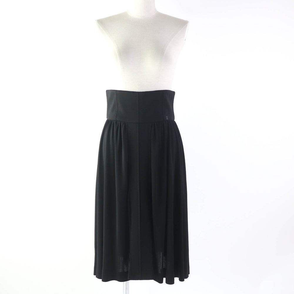 CHANEL flare skirt P54660 Main: 100% rayon black Women 36 Used Authentic