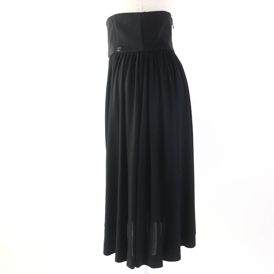 CHANEL flare skirt P54660 Main: 100% rayon black Women 36 Used Authentic