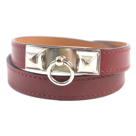 HERMES bracelet Main: Leather Red brown Cory Edssian Women S Used Authentic