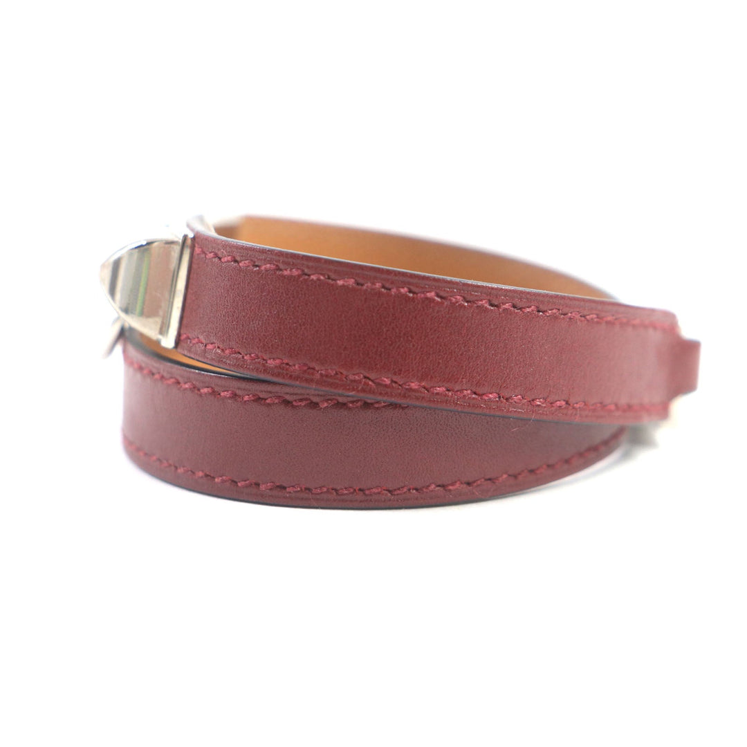 HERMES bracelet Main: Leather Red brown Cory Edssian Women S Used Authentic
