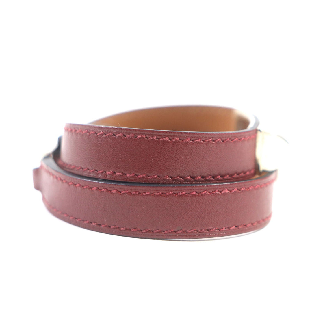 HERMES bracelet Main: Leather Red brown Cory Edssian Women S Used Authentic