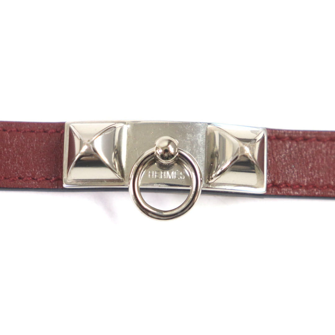 HERMES bracelet Main: Leather Red brown Cory Edssian Women S Used Authentic