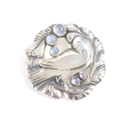Georg Jensen Brooch Main: SV925, Moonstone Silver Women Used Authentic