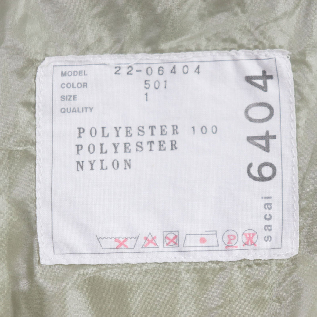 Sacai Blouson 22-06404 Outer: 100% polyester, Lining: 100% nylon, Filling: 100% polyester green Women 1 Used Authentic