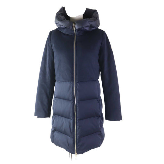 DUNO down coat Outer material: 42% wool, Outer material: 40% rayon, Outer material: 18% polyester, Outer material: 100% polyester, Lining: 100% nylon Navy BALLON Women 40 Used Authentic