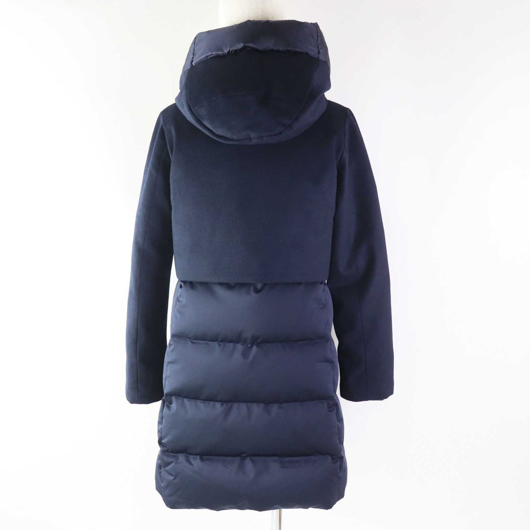 DUNO down coat Outer material: 42% wool, Outer material: 40% rayon, Outer material: 18% polyester, Outer material: 100% polyester, Lining: 100% nylon Navy BALLON Women 40 Used Authentic