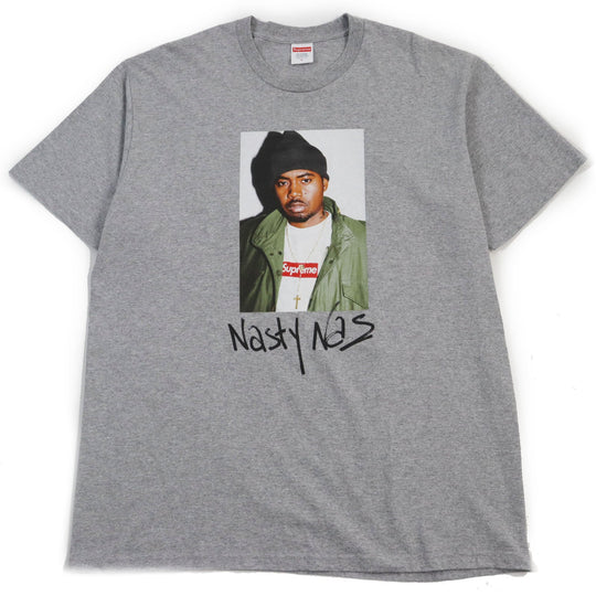 Supreme Short sleeve T-shirt Main: 100% cotton gray Nas Tee mens L Used Authentic