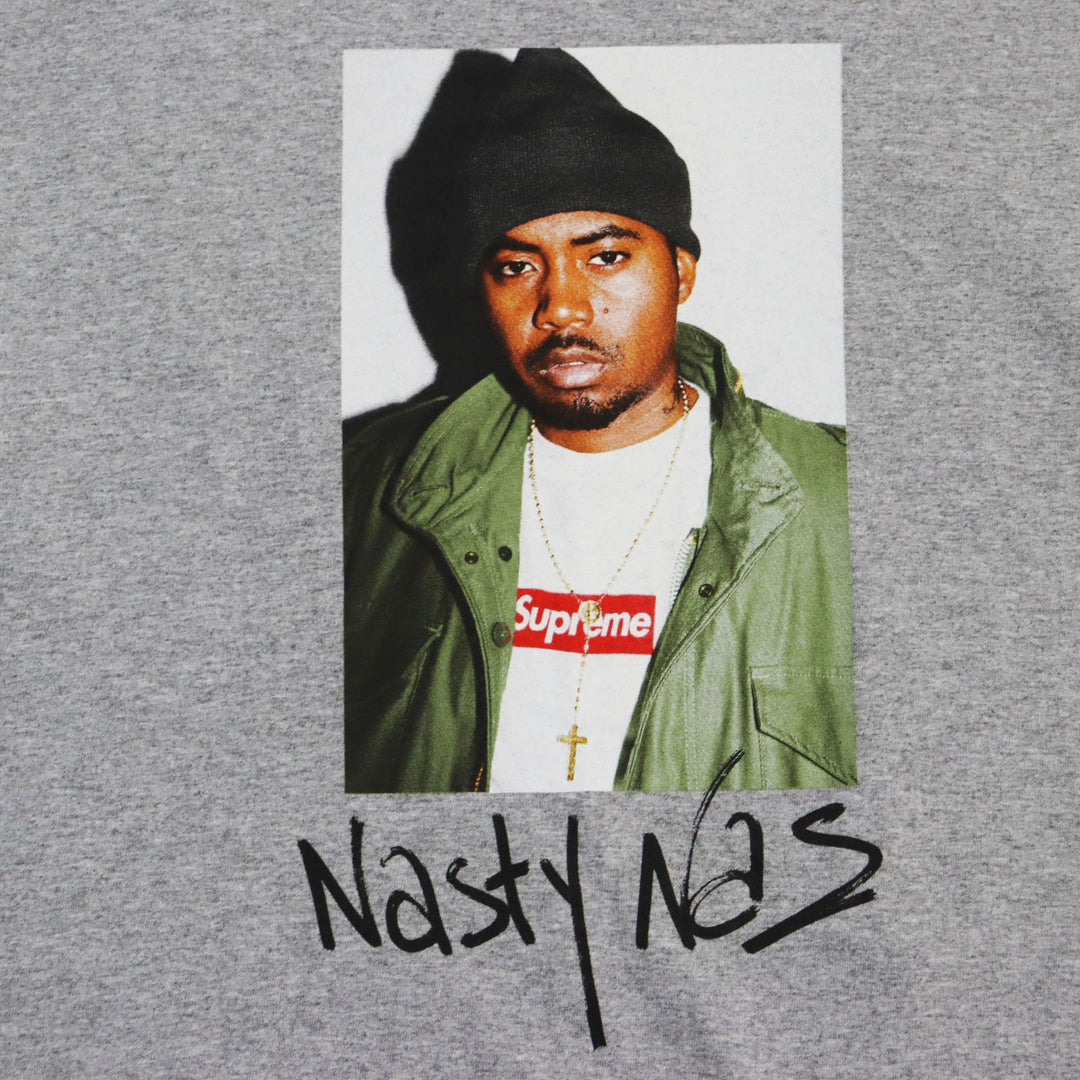 Supreme Short sleeve T-shirt Main: 100% cotton gray Nas Tee mens L Used Authentic