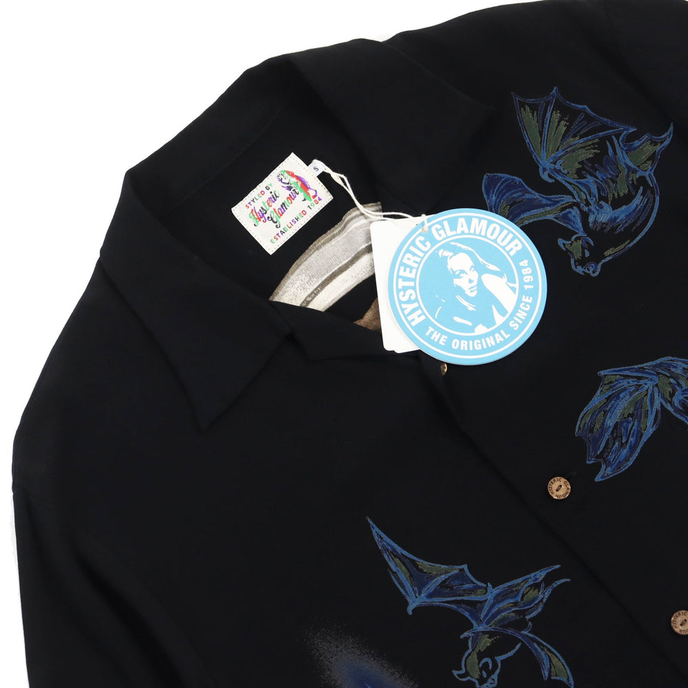 HYSTERIC GLAMOUR Short sleeve shirt 02172AH03 Main: 100% rayon black mens S Used Authentic