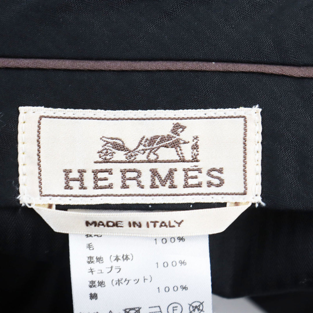 HERMES slacks Outer: 100% wool, Lining: 100% cupra, Part: 100% cotton black Women 38 Used Authentic