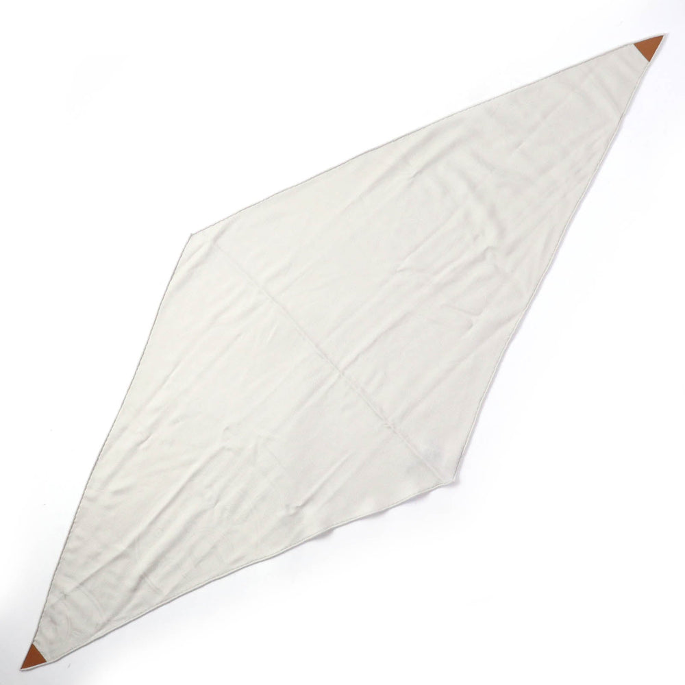 HERMES scarf Main: 85% cashmere, Main: 15% silk, Part: , Leather part: sheepskin Light Greige Losange New Libris Women Used Authentic