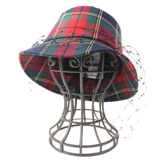 Christian Dior hat 95TDD923G107 Outer: 100% wool, Lining: 100% cotton, Trim: 100% nylon Red navy green Women 58 Used Authentic