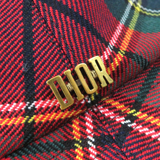 Christian Dior hat 95TDD923G107 Outer: 100% wool, Lining: 100% cotton, Trim: 100% nylon Red navy green Women 58 Used Authentic