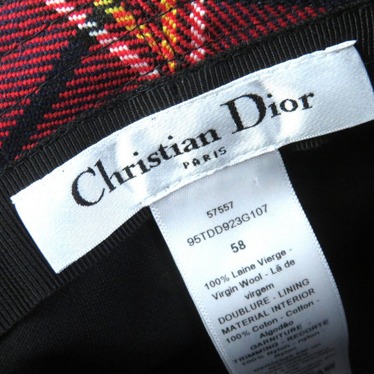 Christian Dior hat 95TDD923G107 Outer: 100% wool, Lining: 100% cotton, Trim: 100% nylon Red navy green Women 58 Used Authentic