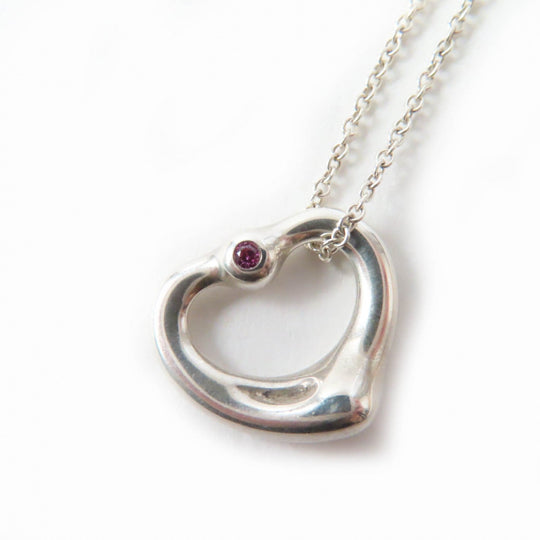 TIFFANY&Co. Necklace Main: AG925, Part: Pink sapphire Silver pink El Saperetti Open Heart Pendant Women Used Authentic