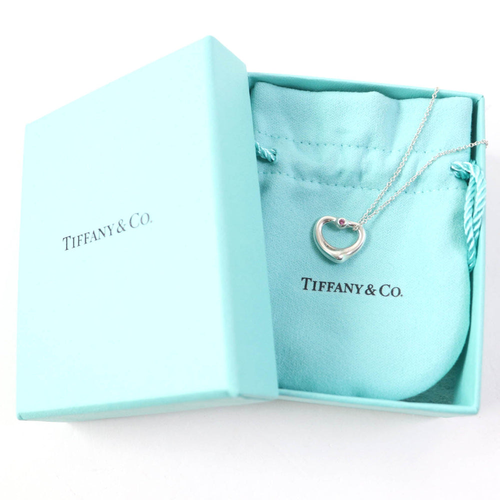 TIFFANY&Co. Necklace Main: AG925, Part: Pink sapphire Silver pink El Saperetti Open Heart Pendant Women Used Authentic