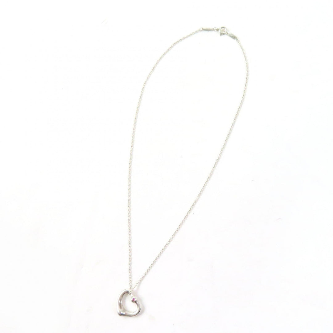 TIFFANY&Co. Necklace Main: AG925, Part: Pink sapphire Silver pink El Saperetti Open Heart Pendant Women Used Authentic
