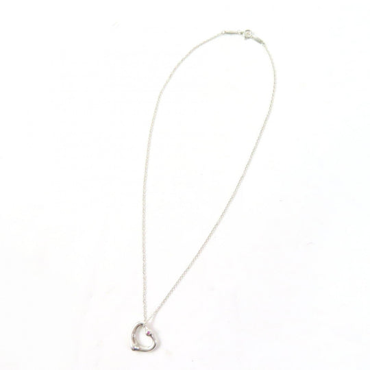 TIFFANY&Co. Necklace Main: AG925, Part: Pink sapphire Silver pink El Saperetti Open Heart Pendant Women Used Authentic