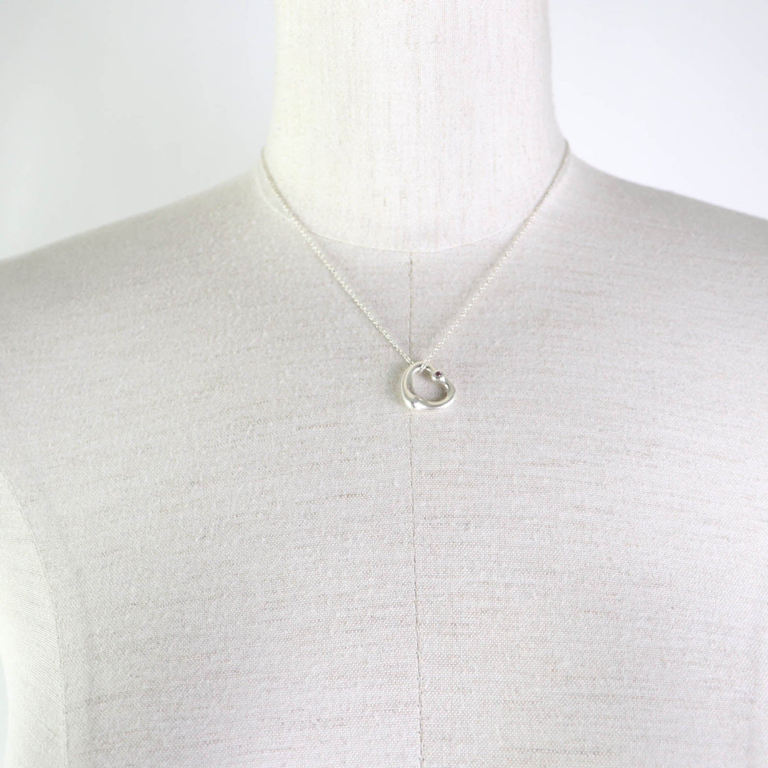 TIFFANY&Co. Necklace Main: AG925, Part: Pink sapphire Silver pink El Saperetti Open Heart Pendant Women Used Authentic