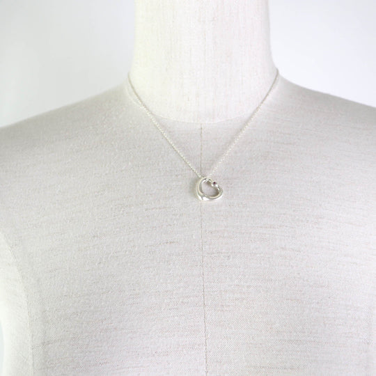 TIFFANY&Co. Necklace Main: AG925, Part: Pink sapphire Silver pink El Saperetti Open Heart Pendant Women Used Authentic