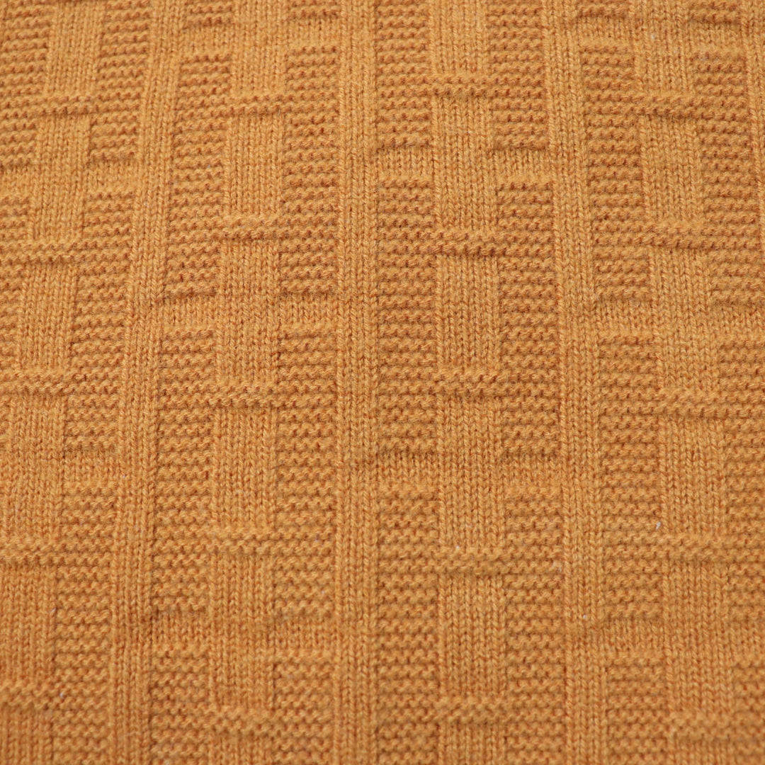 HERMES Short sleeve knit 3E2639DB Main: 100% wool, Part: 90% wool, Part: 10% nylon Orange Women 34 Used Authentic