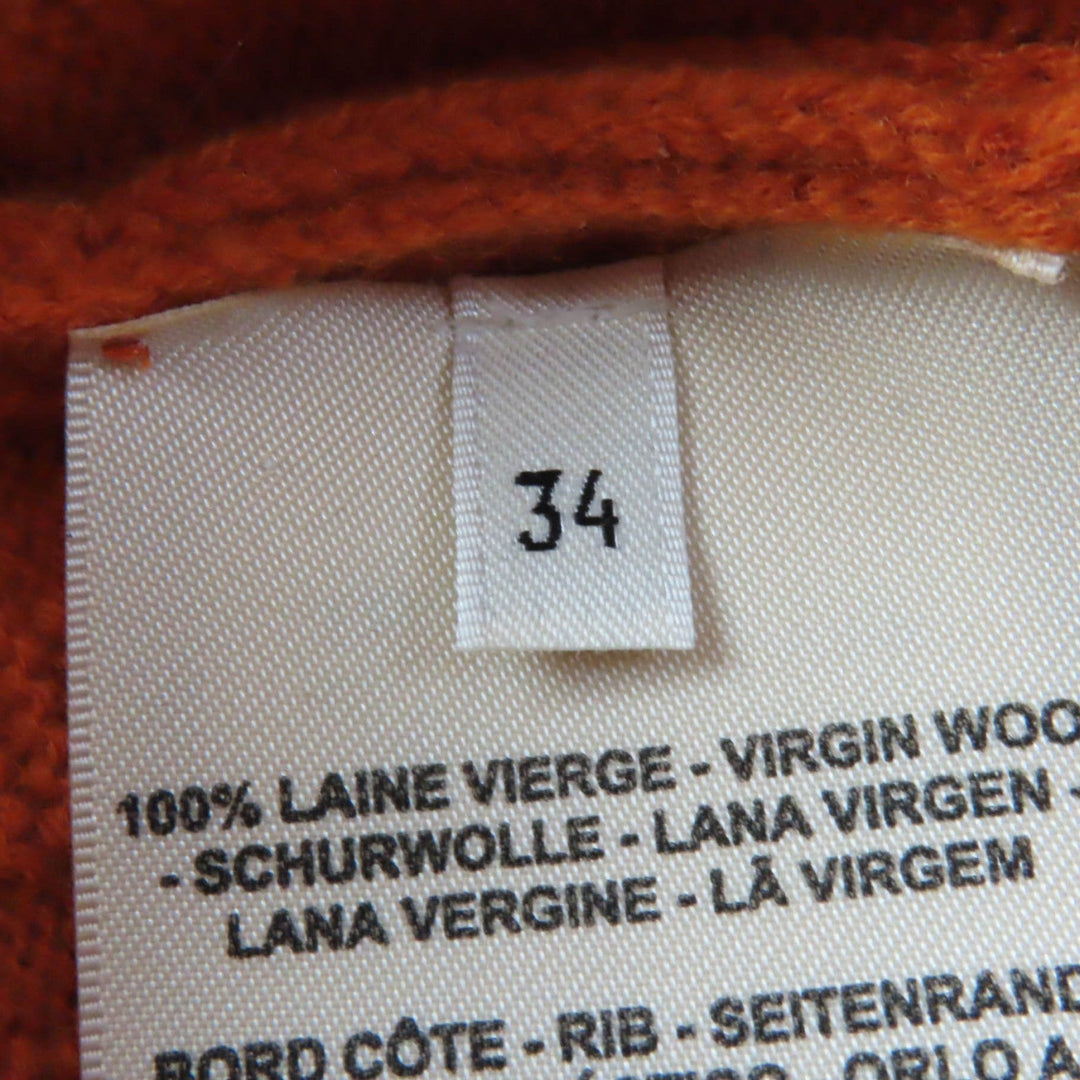 HERMES Short sleeve knit 3E2639DB Main: 100% wool, Part: 90% wool, Part: 10% nylon Orange Women 34 Used Authentic