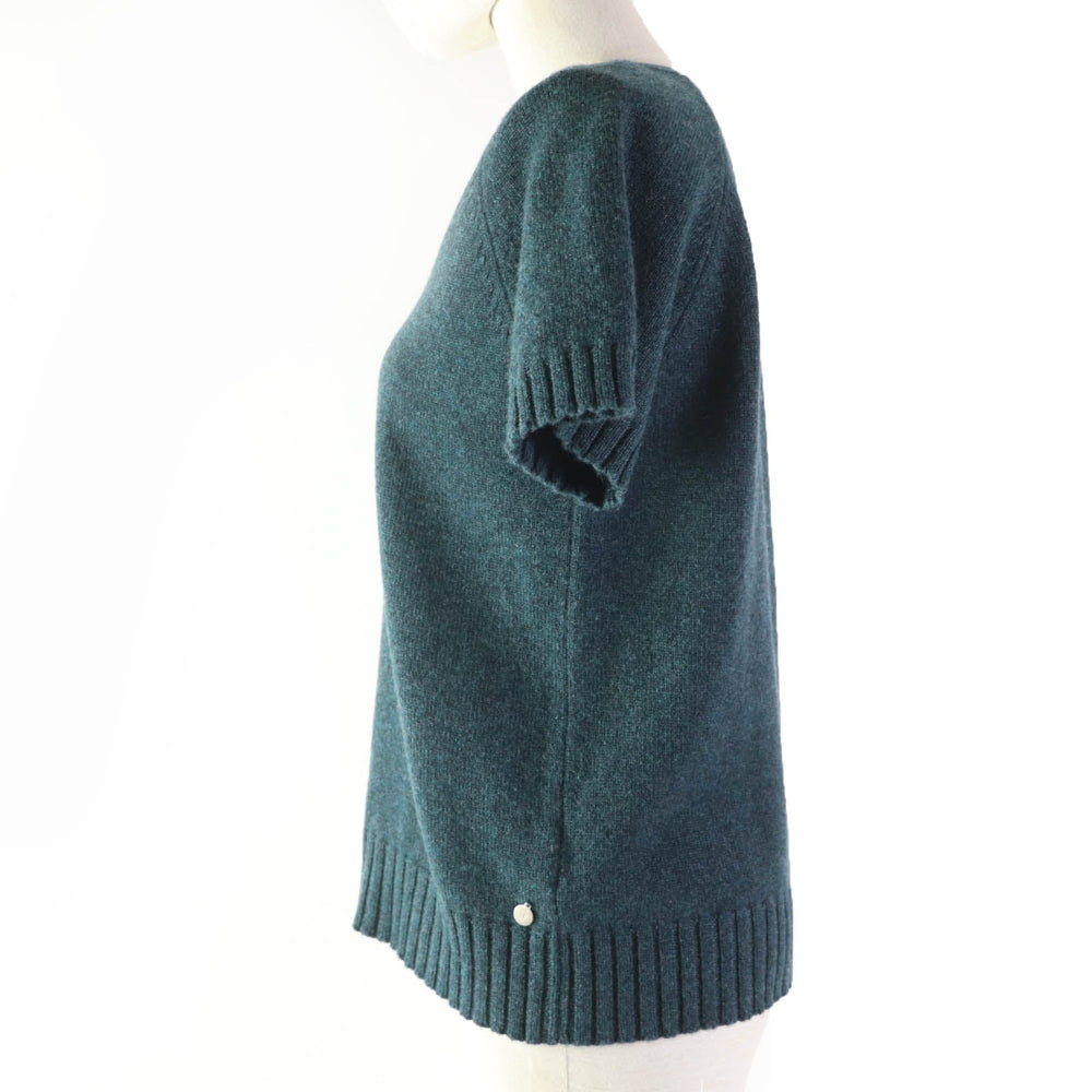 HERMES Short sleeve knit Main: 100% cashmere Green type Women 38 Used Authentic