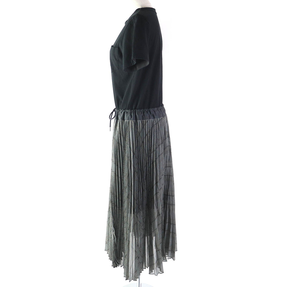 Sacai one piece 22-05992 Main: 100% cotton, Separate fabric 1: 50% cotton, 50% polyester Separate fabric 2: 100% polyester Black Gray type Women 2 Used Authentic
