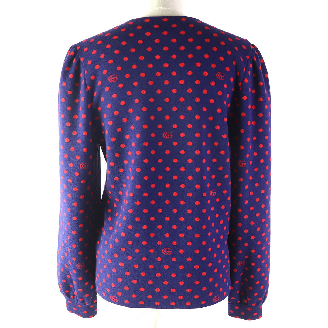 GUCCI cardigan 623609 Main: 100% wool Navy red Women S Used Authentic