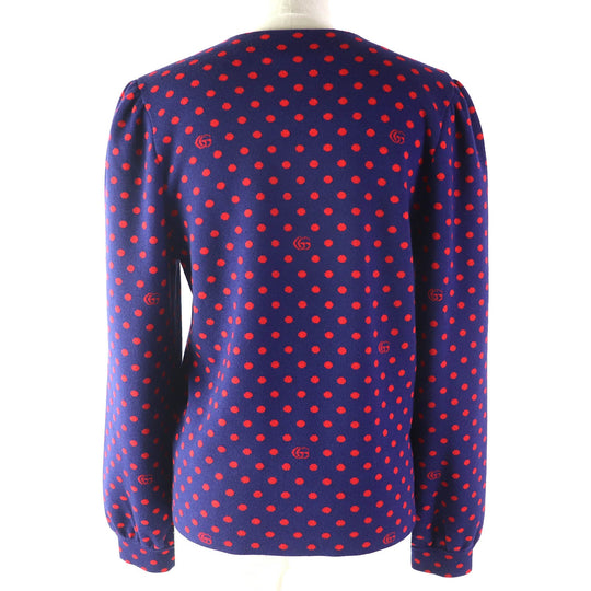 GUCCI cardigan 623609 Main: 100% wool Navy red Women S Used Authentic