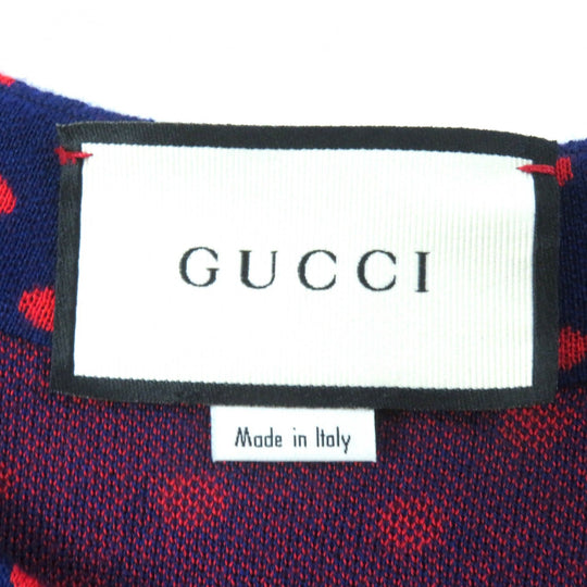 GUCCI cardigan 623609 Main: 100% wool Navy red Women S Used Authentic