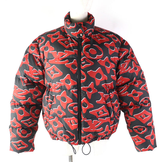 LOUIS VUITTON Down jacket 1A8B3X Outer: 100% polyester, Lining: 53% rayon, Lining: 47% cupra, Filling: down, Filling: feathers Red Black type Women 36 Used Authentic