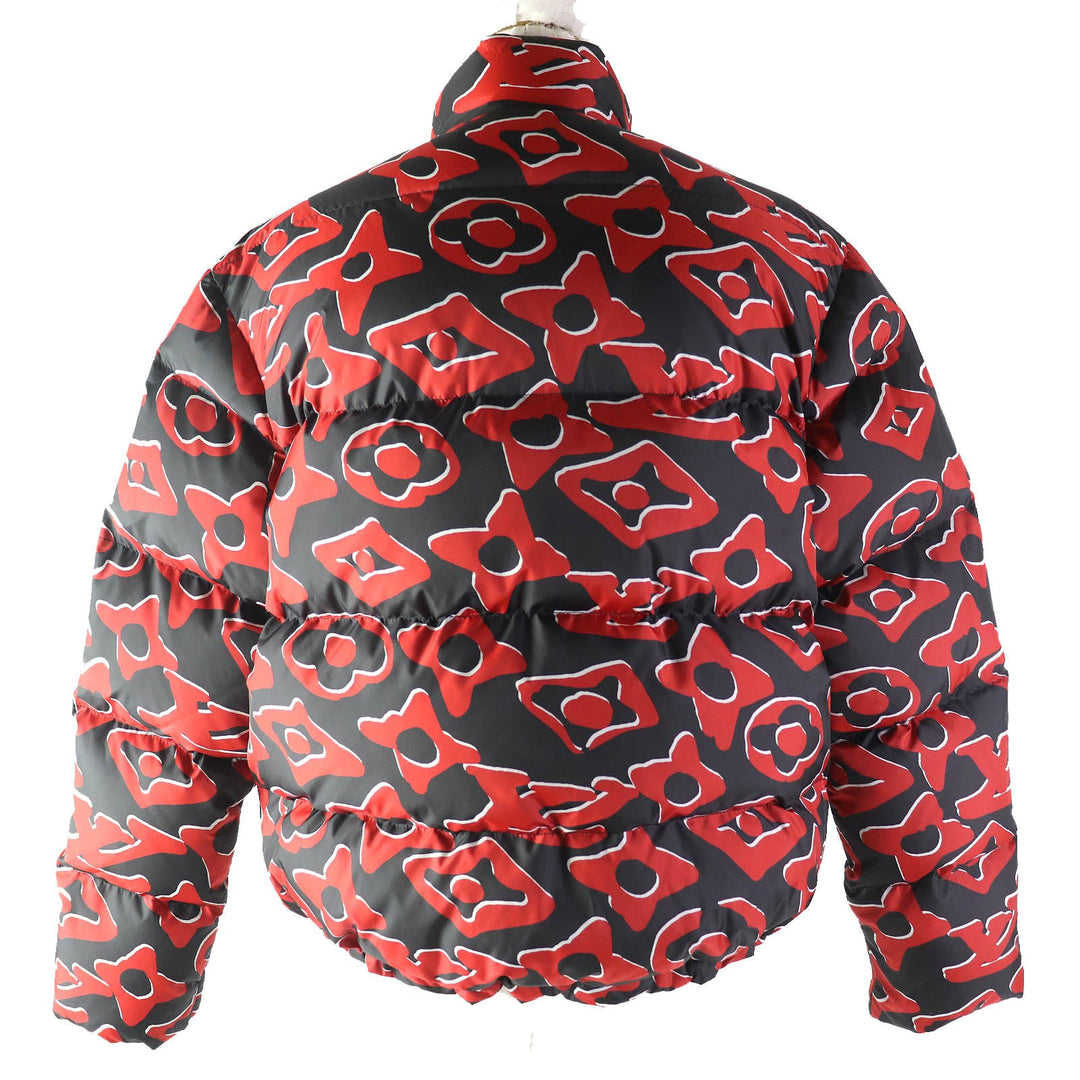 LOUIS VUITTON Down jacket 1A8B3X Outer: 100% polyester, Lining: 53% rayon, Lining: 47% cupra, Filling: down, Filling: feathers Red Black type Women 36 Used Authentic