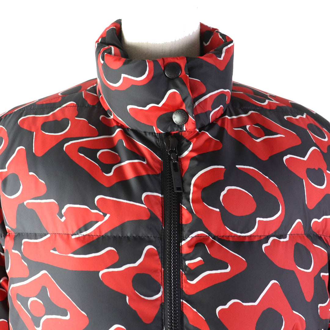 LOUIS VUITTON Down jacket 1A8B3X Outer: 100% polyester, Lining: 53% rayon, Lining: 47% cupra, Filling: down, Filling: feathers Red Black type Women 36 Used Authentic