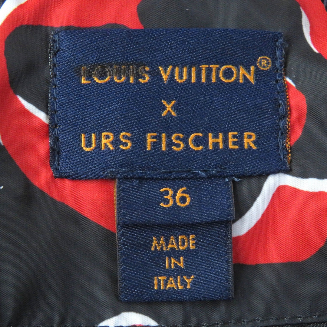 LOUIS VUITTON Down jacket 1A8B3X Outer: 100% polyester, Lining: 53% rayon, Lining: 47% cupra, Filling: down, Filling: feathers Red Black type Women 36 Used Authentic
