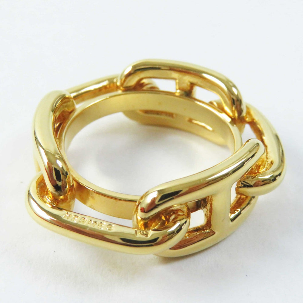 HERMES Scarf ring Plating, Gold Plated gold Lugate Chene Dunkle Women Used Authentic