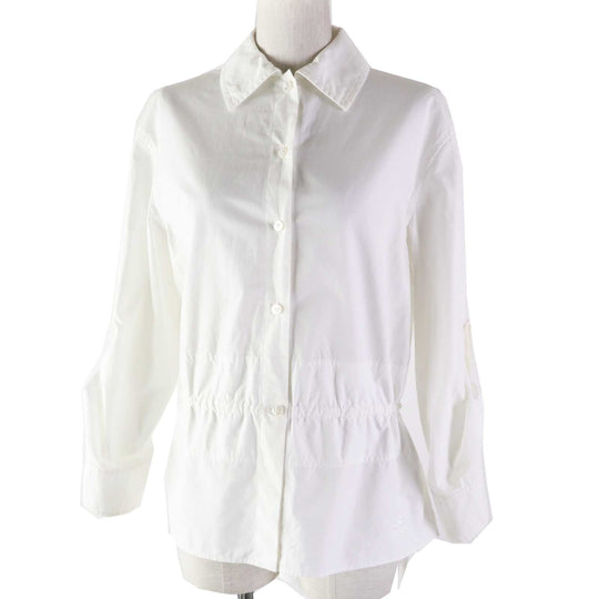 HERMES Long sleeve shirt 3E0638DT Outer: 100% cotton, Part: 100% rayon white Women 34 Used Authentic