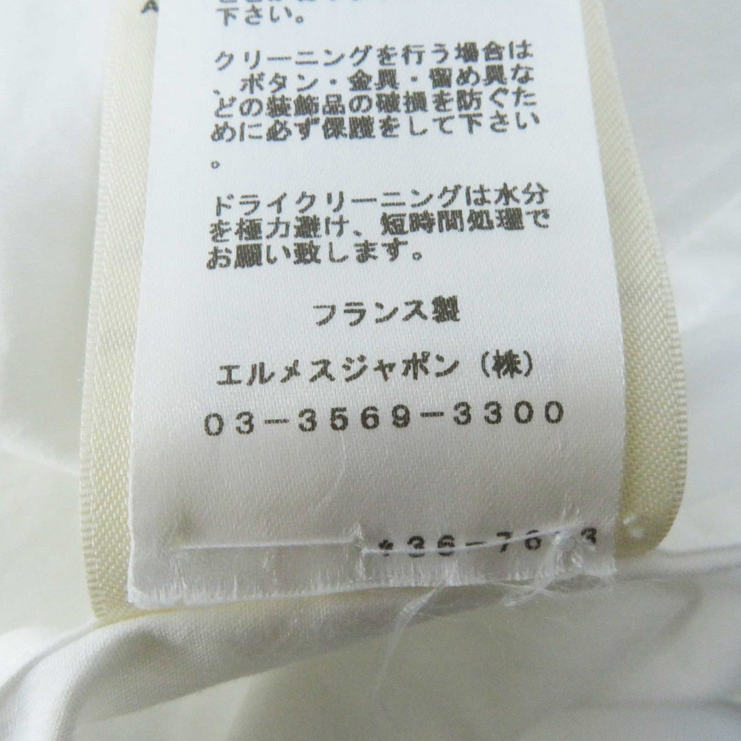 HERMES Long sleeve shirt 3E0638DT Outer: 100% cotton, Part: 100% rayon white Women 34 Used Authentic