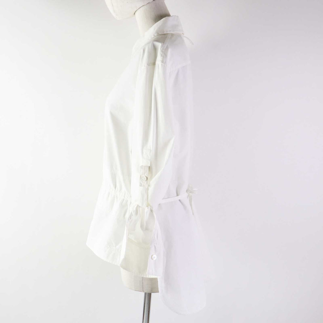 HERMES Long sleeve shirt 3E0638DT Outer: 100% cotton, Part: 100% rayon white Women 34 Used Authentic