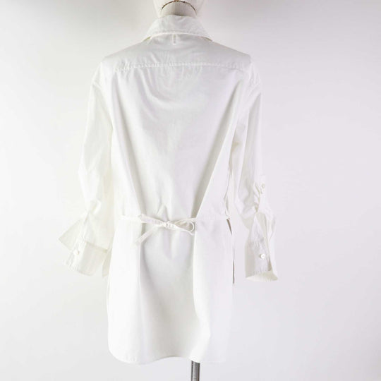 HERMES Long sleeve shirt 3E0638DT Outer: 100% cotton, Part: 100% rayon white Women 34 Used Authentic