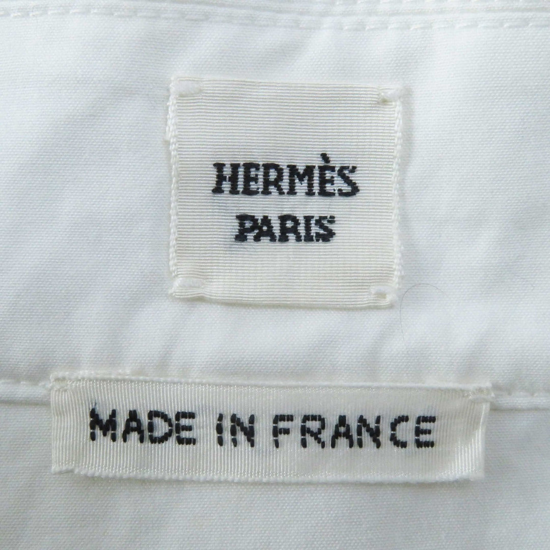 HERMES Long sleeve shirt 3E0638DT Outer: 100% cotton, Part: 100% rayon white Women 34 Used Authentic