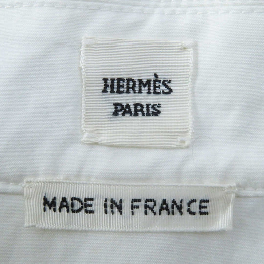 HERMES Long sleeve shirt 3E0638DT Outer: 100% cotton, Part: 100% rayon white Women 34 Used Authentic