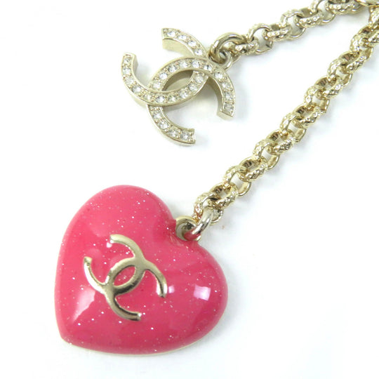 CHANEL Necklace C23P Gold Plated, Faux Pearl, Rhinestone Gold pink Women Used Authentic