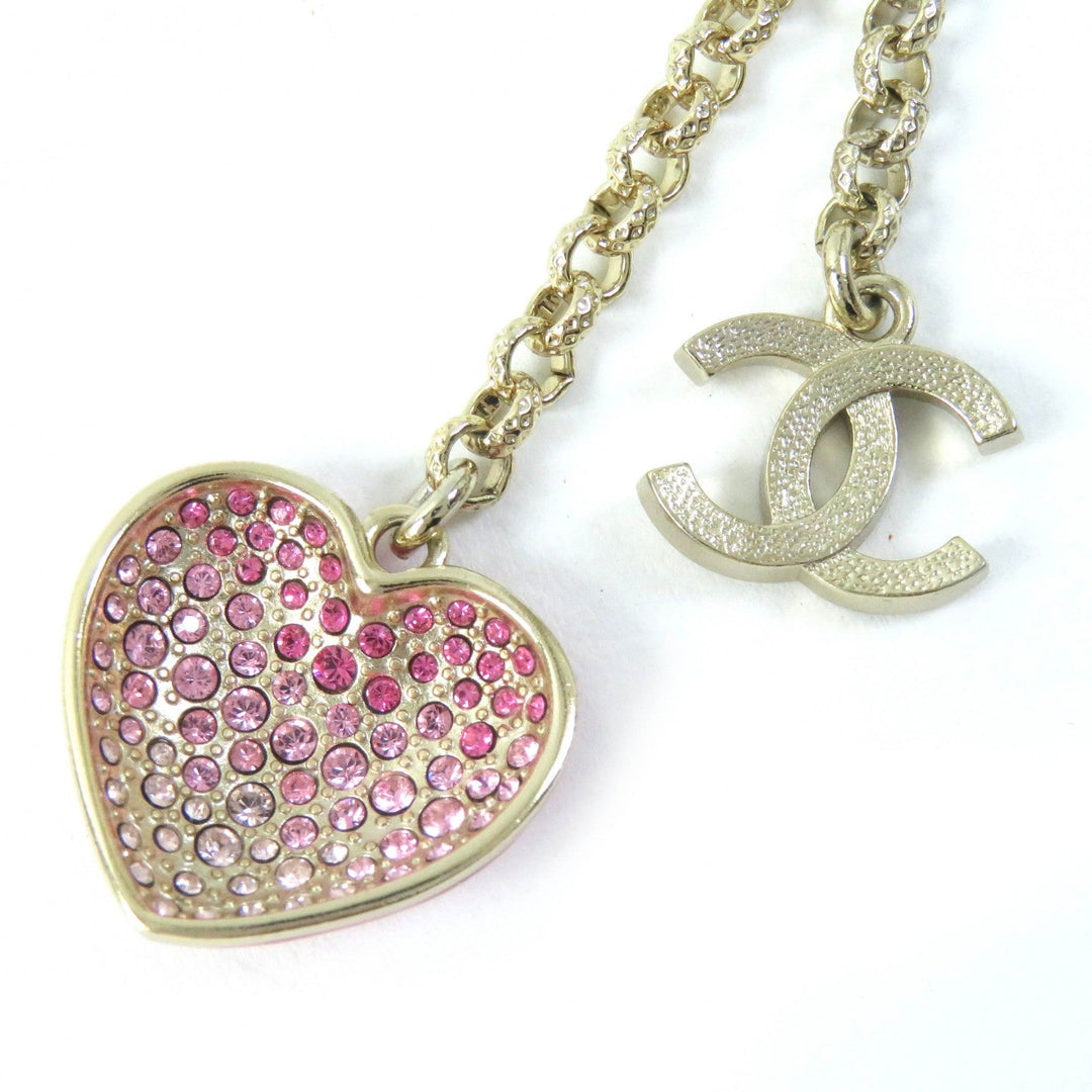 CHANEL Necklace C23P Gold Plated, Faux Pearl, Rhinestone Gold pink Women Used Authentic