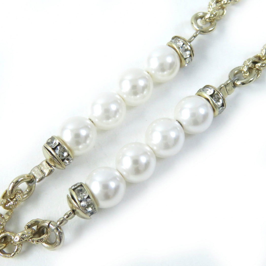 CHANEL Necklace C23P Gold Plated, Faux Pearl, Rhinestone Gold pink Women Used Authentic