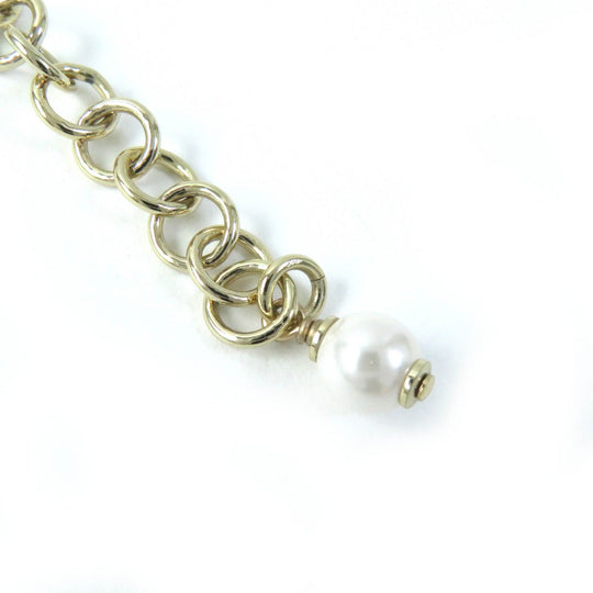 CHANEL Necklace C23P Gold Plated, Faux Pearl, Rhinestone Gold pink Women Used Authentic