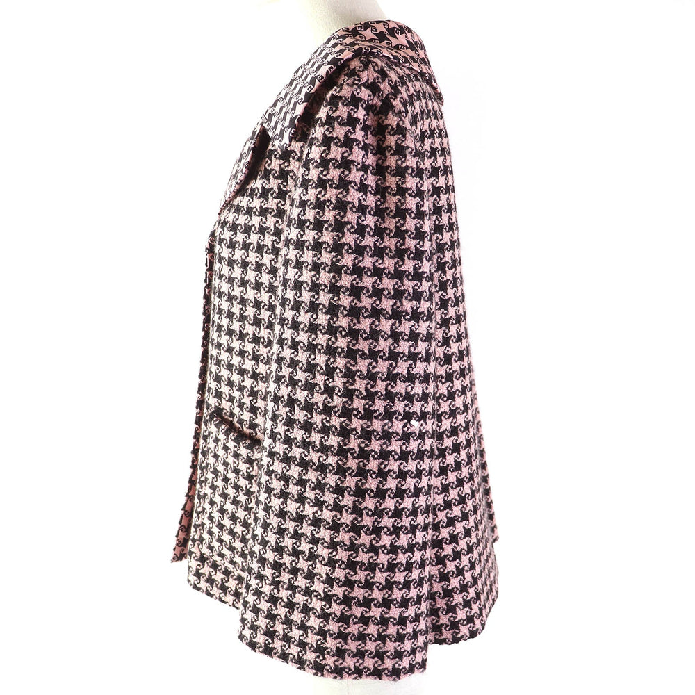 GUCCI Jacket 674323 ZAHXM Outer: 90% wool, Outer: 10% nylon, Lining: 100% silk Pink black Women 36 Used Authentic